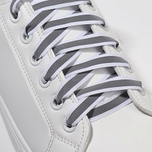 Шнурки для обуви, пара, плоские, со светоотражающей полосой, 10 мм, 110 см, ...