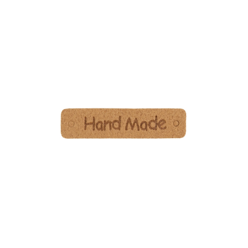 Нашивка «Hand made», 1*4 см искусственная замша (32, коричневый)