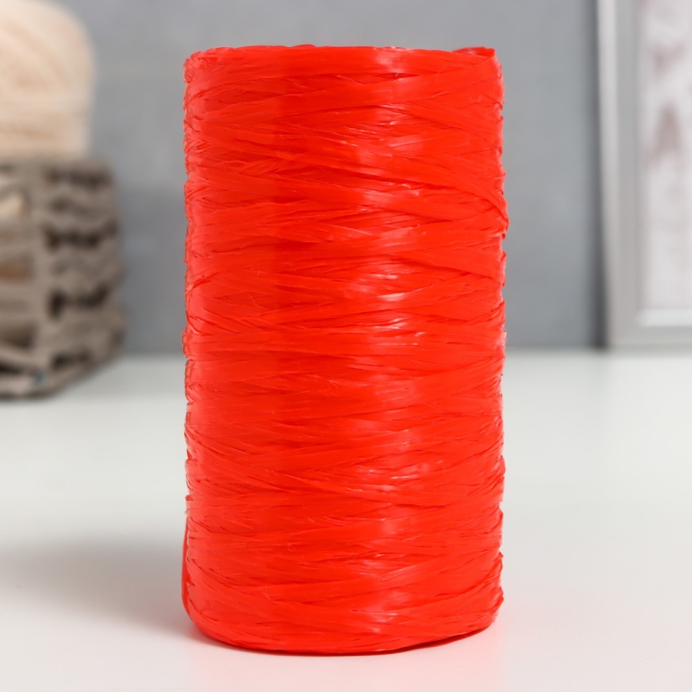 Пряжа "Для вязания мочалок" 100% полипропилен 300м/75±10 гр в форме цилиндра (красный)