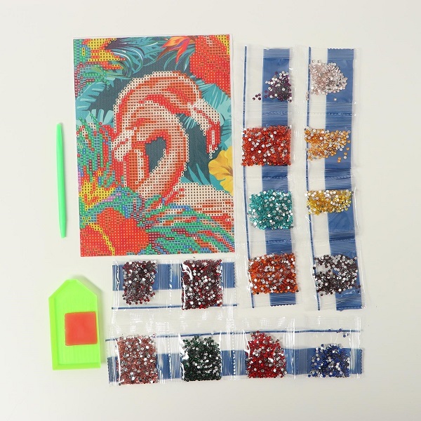 Алмазная мозаика с частичным заполнением «Фламинго» 15×21 см, холст