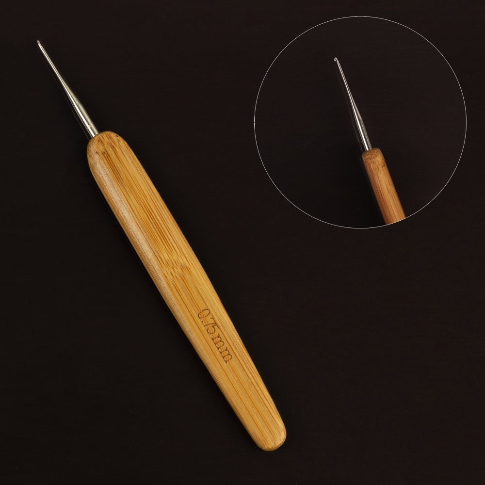 Крючок для вязания с деревянной ручкой (№0,75)