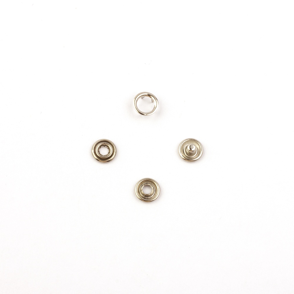 Кнопка из 4 частей кольцо 7,5мм (10шт)  (никель)