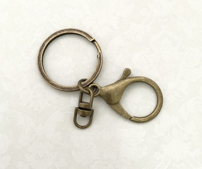 Кольцо для ключей с карабином, 30мм/35х23мм/20х9мм, 1шт, цв.бронза