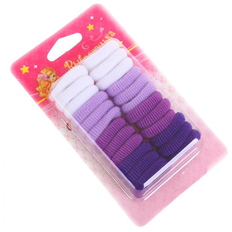 Резинки для волос "Малышка" (уп. 24шт) бело-фиолетовый