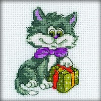 Набор для вышивание "Котенок с подарком" 10х10 см, РТО 