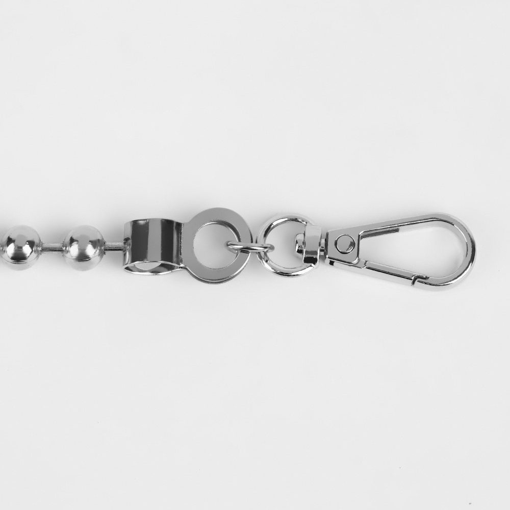 Цепочка для сумки, с карабинами, d = 8 мм, 60 см, цвет серебряный
