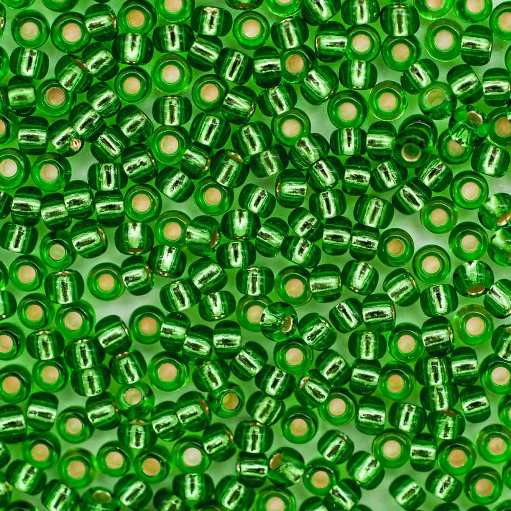 Бисер Preciosa 10/0 ~5гр  (57100, зеленый, серебряная линия внутри)