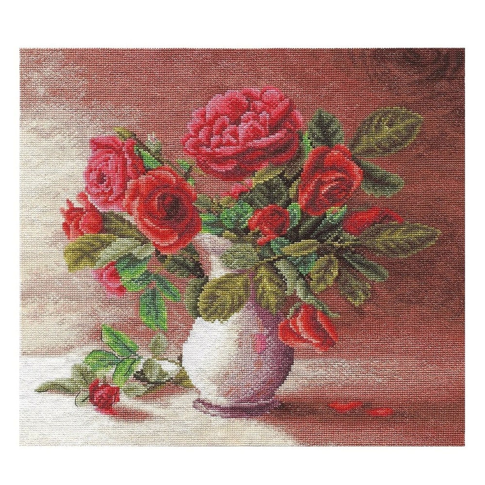 Ц-1153 "Красные розы в белом кувшине" 31х30 см, Набор для вышивания "PANNA" 