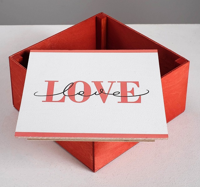 Коробка деревянная подарочная «Любовь», 20 × 20 × 10 см