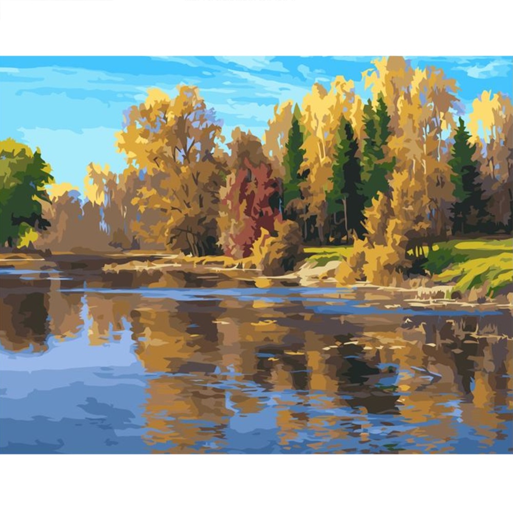 Картина по номерам, 40*50см Осенняя река (худ. Басов С.) 
