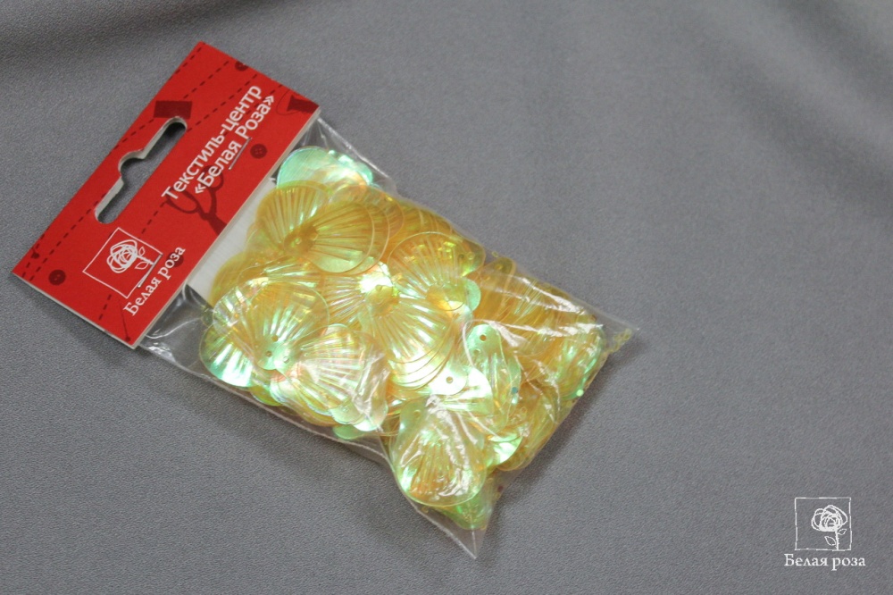 Пайетки Ракушка большие перл (25гр) (3, желтый)