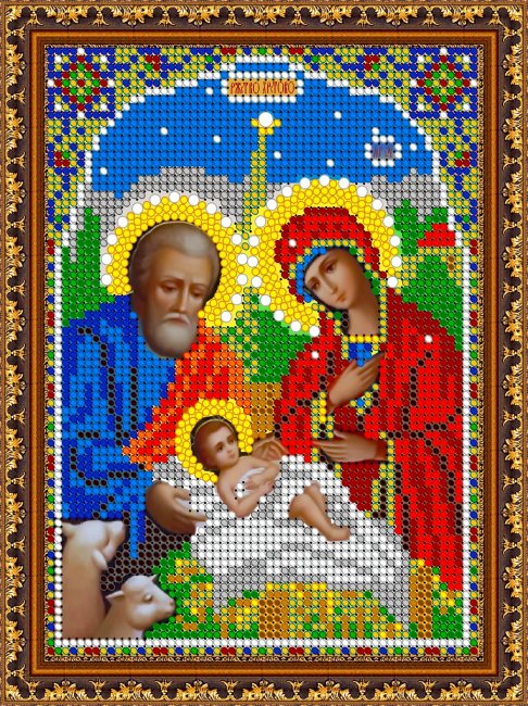 Рисунок на ткани для вышивания бисером «Рождество Христово» 12*16см 