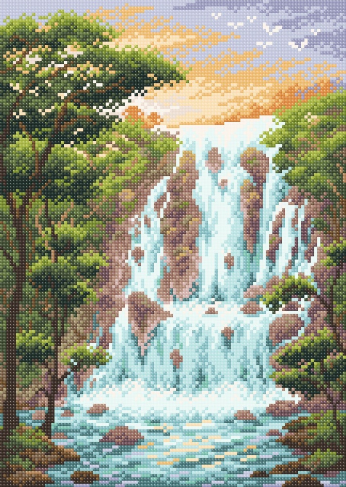Алмазная мозайка "Крутой водопад" 27х38см 