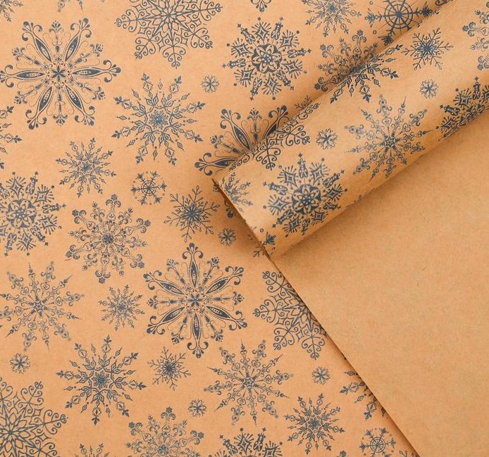 Бумага упаковочная крафт «Снежинки», 50×70 см