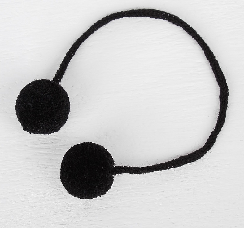 Декоративный элемент на верёвочке 2 шарика, d= 3 см (8, черный)
