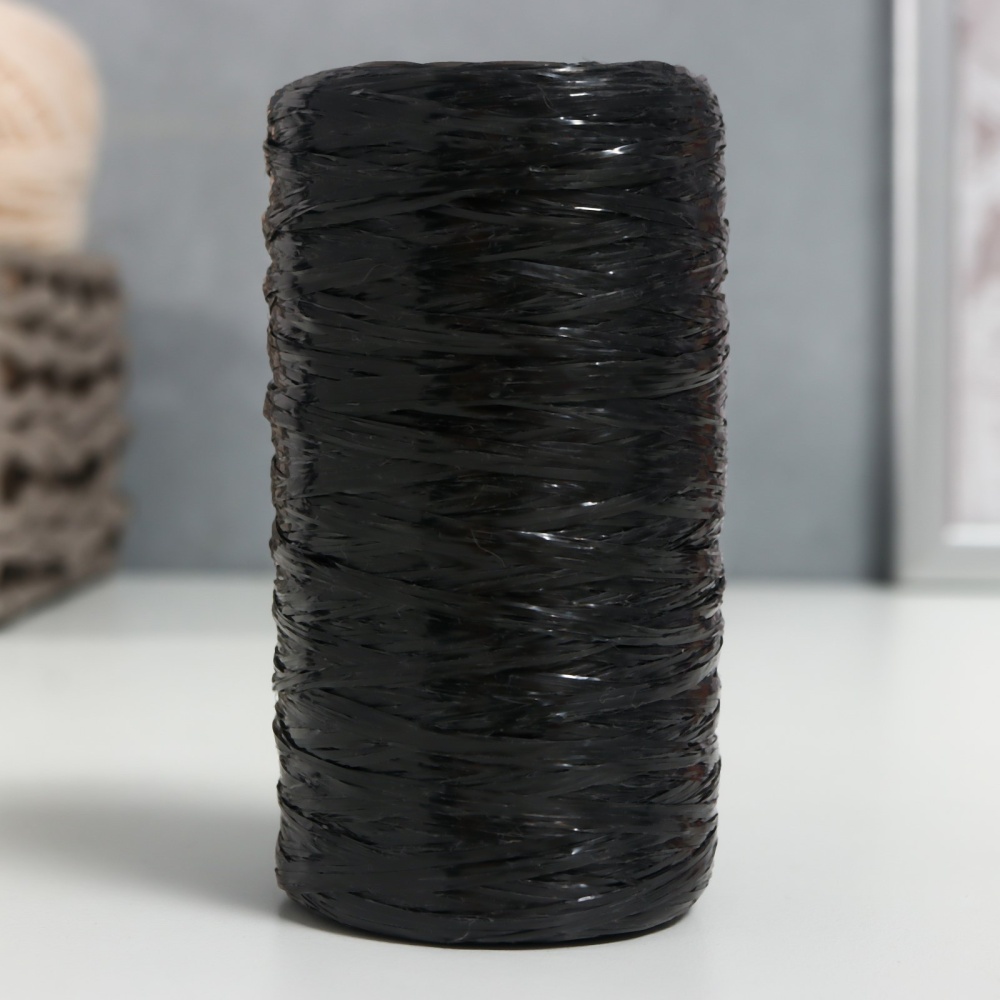 Пряжа "Для вязания мочалок" 100% полипропилен 300м/75±10 гр в форме цилиндра (черный)