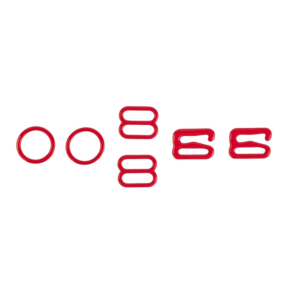 Регулятор для бретелек металл из 3-х частей 10мм (уп=1пара 6деталей) (7, красный)
