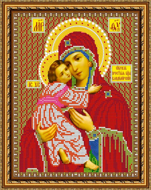 Рисунок на ткани для вышивания бисером «Прсв. Богородица Владимирская 348» 19*24см