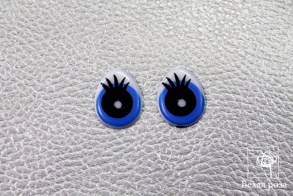 Глазки клеевые с ресницами овал 14*18мм (2шт) (1, синий)
