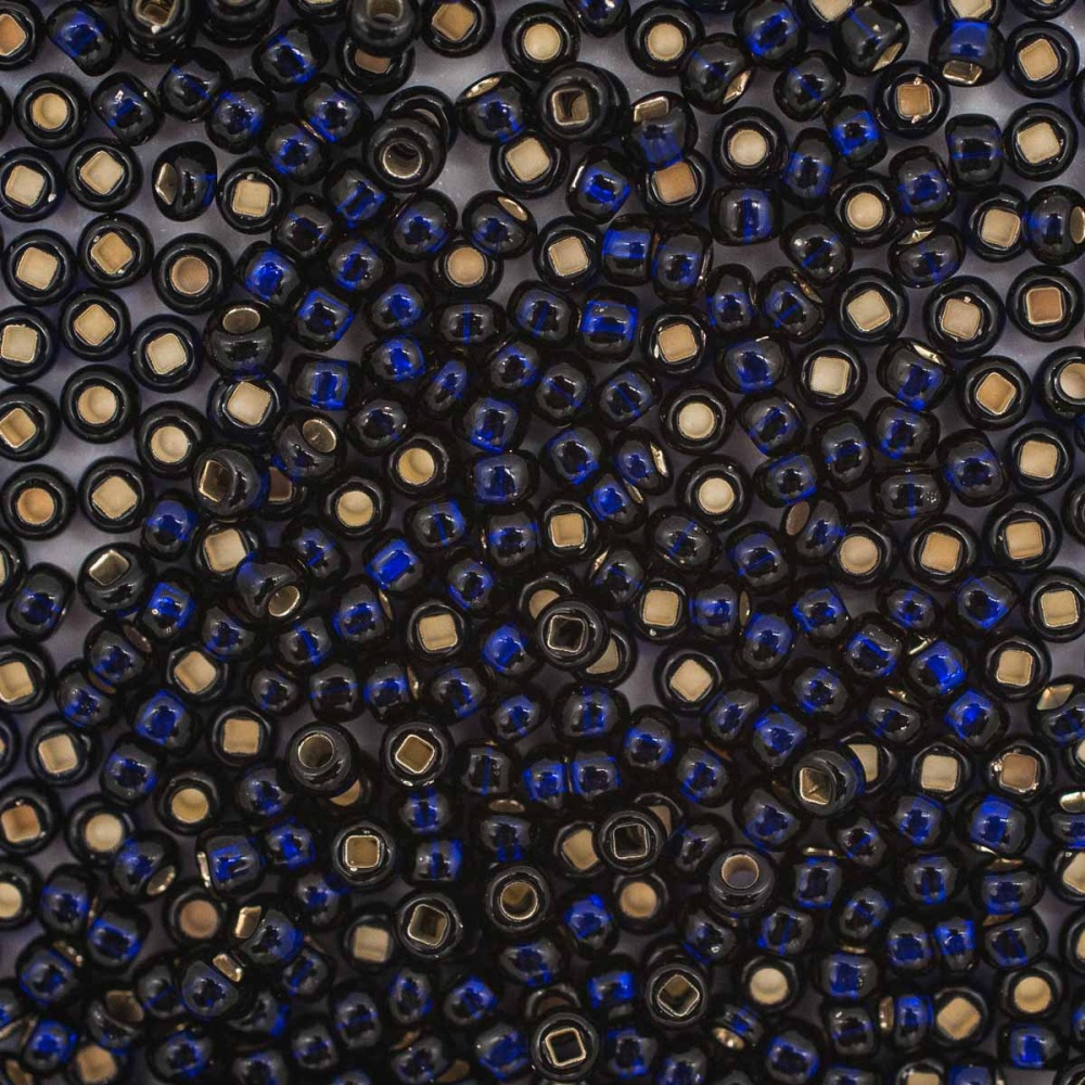 Бисер Preciosa 10/0 ~5гр  (37110, т. синий, серебристая линия внутри)