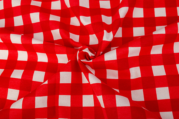 Ткань дак принт с  во пропиткой ш-180см (6, красный, клетка)