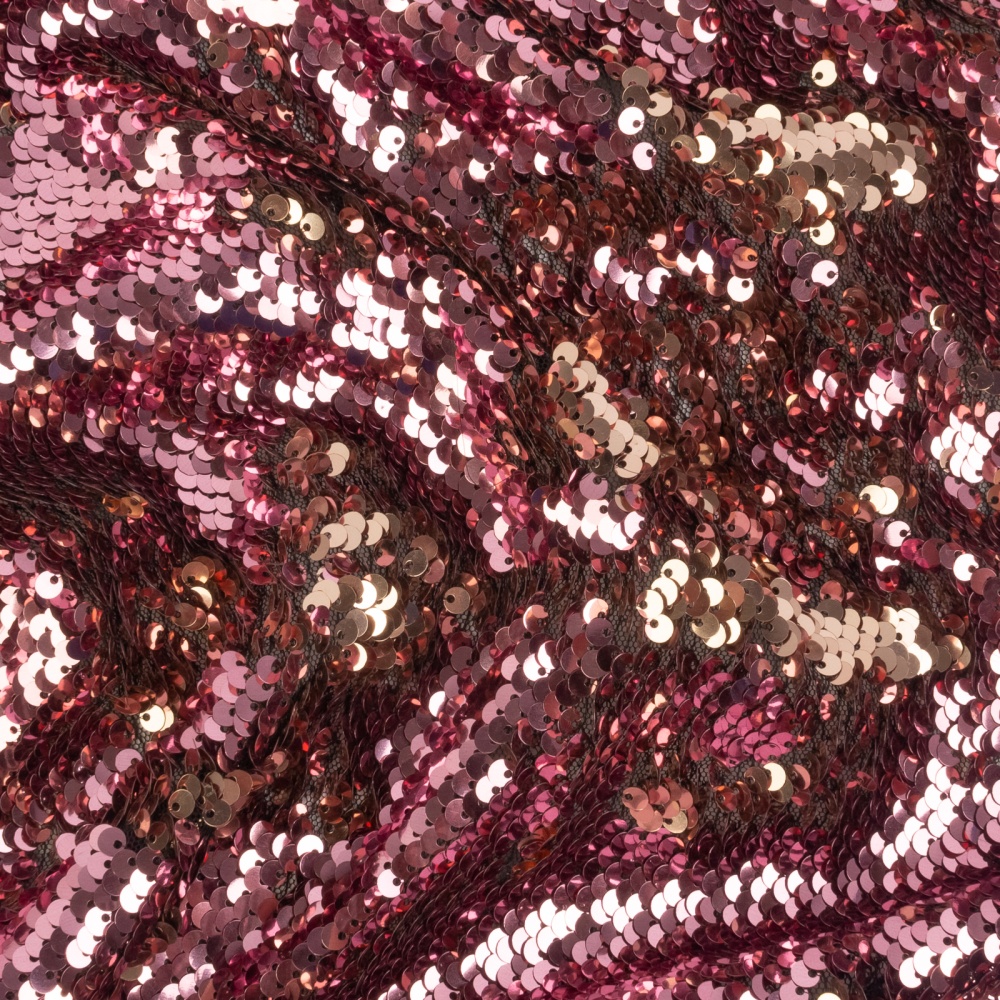 Ткань пайетки двухсторонние на сетке (7, розовый/розовое золото)