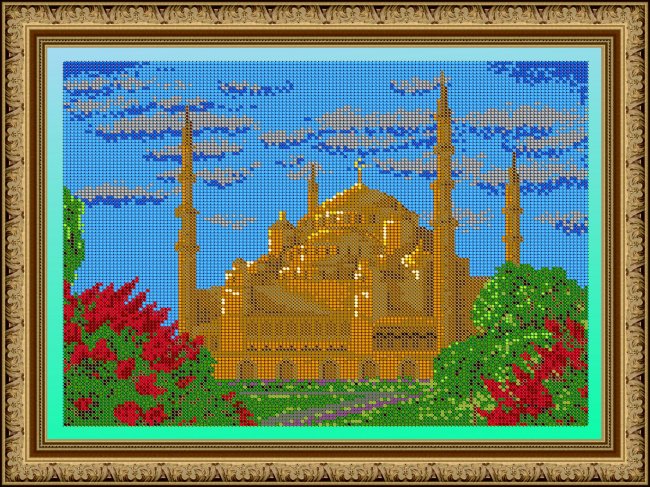 Рисунок на ткани для вышивания бисером "Чеченская мечеть" К-513П (30*24см)