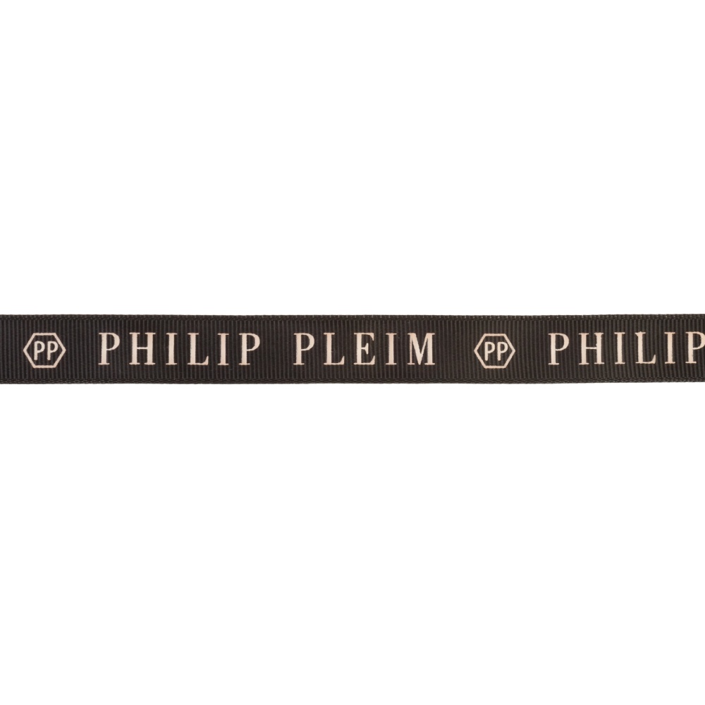 Лента репсовая 1,5 см с надписью (4, черный "PHILIP PLEIM")