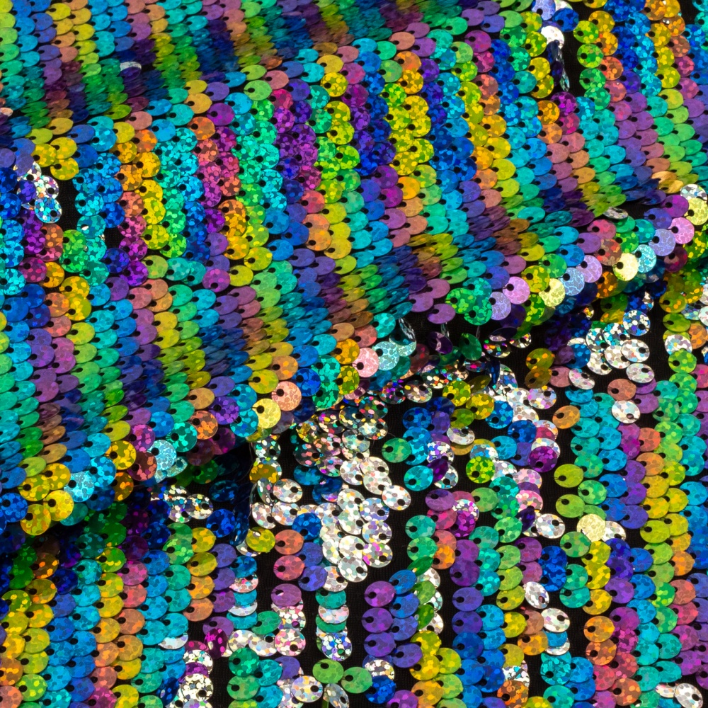 Ткань декоративная пайетки радуга 43746