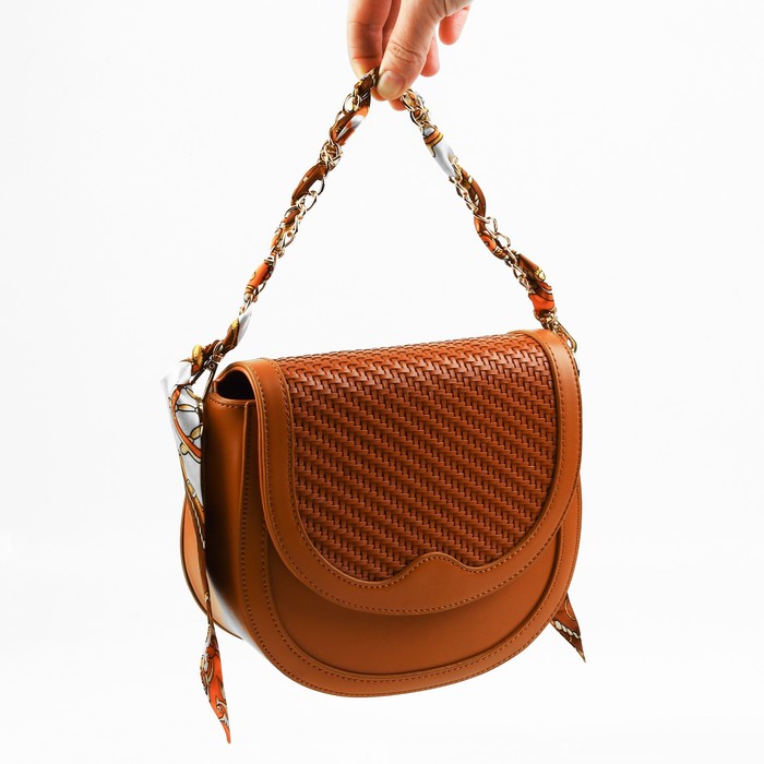 Цепочка с платком для сумки с карабинами, 9×14мм, 40 см, коричневый/золотой