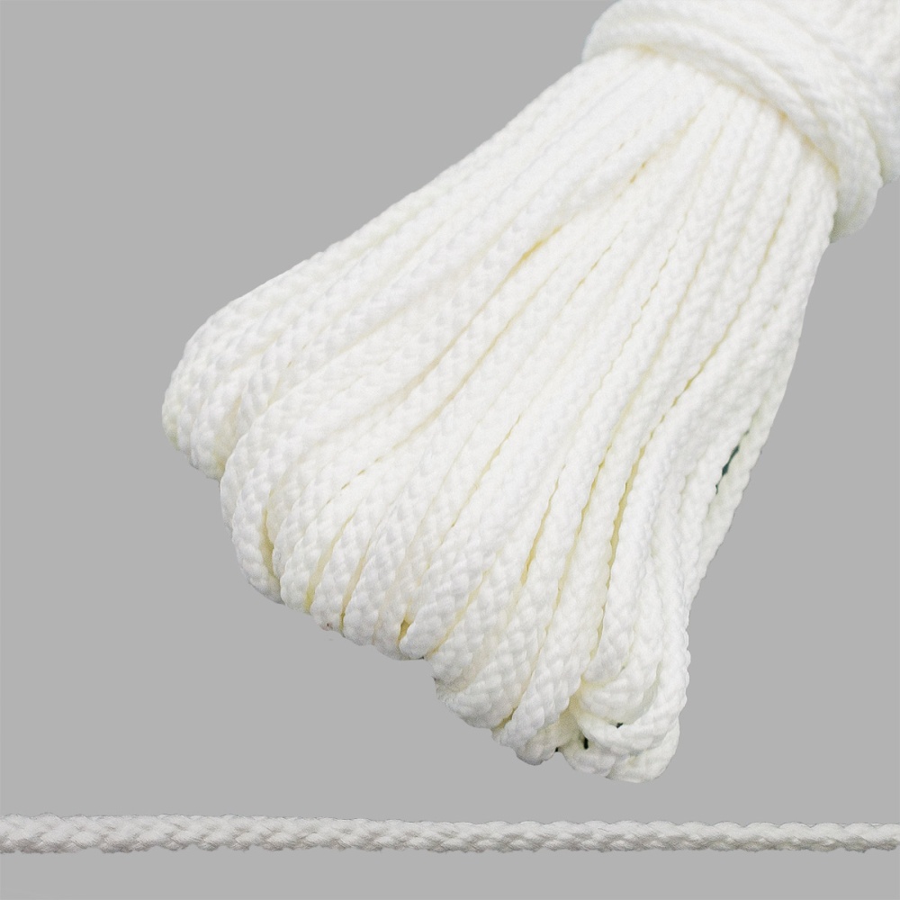 Шнур отделочный плетеный, 4 мм*30 м (белый)