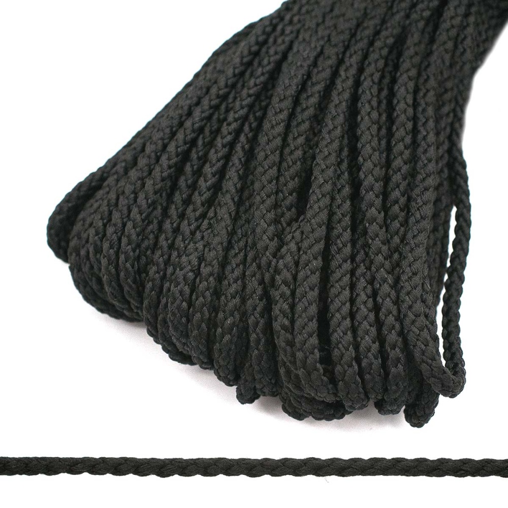 Шнур отделочный плетеный, 4 мм*30 м (черный)
