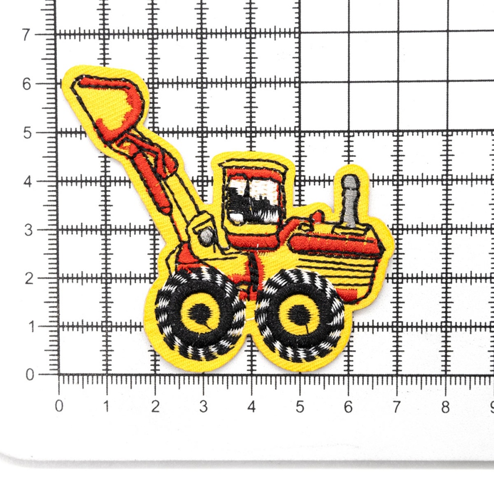 Термоаппликация 'Трактор с ковшом', желтый/красный 7*6,5см, Hobby&Pro