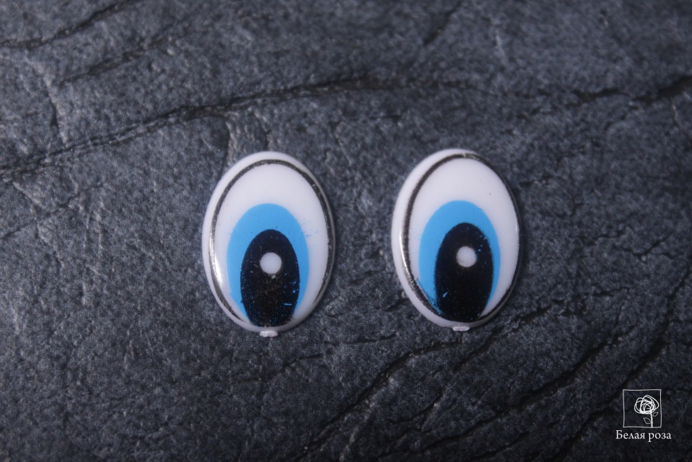 Глазки клеевые овал 13*20мм (2шт) (2, синий)