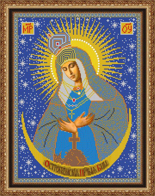 Рисунок на ткани для вышивания бисером «Прсв. Богородица Остробрамская» 30*38см