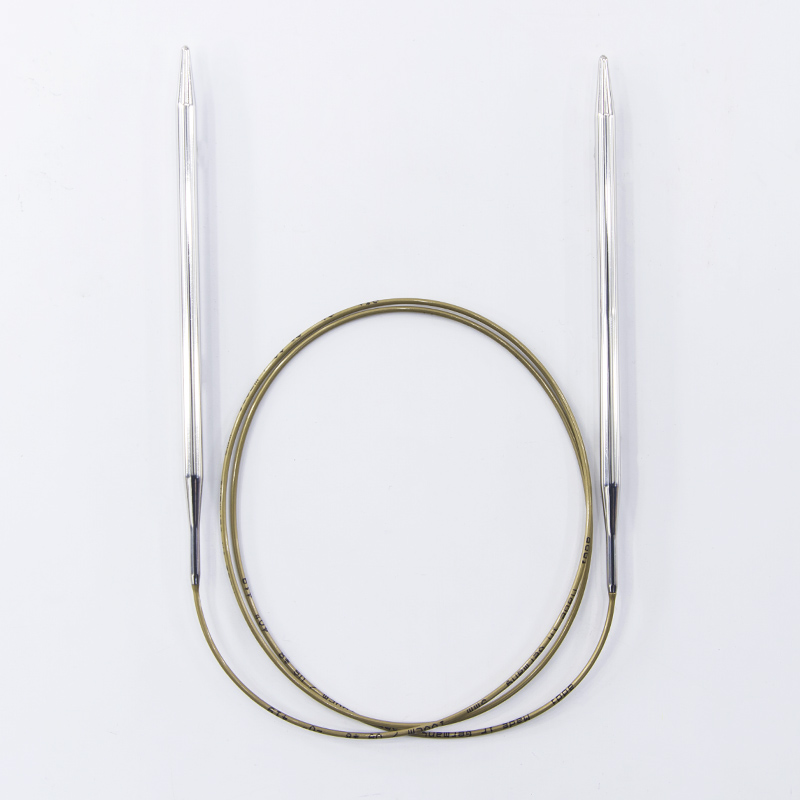Спицы Addi, круговые, супергладкие, никель, №5, 100 см