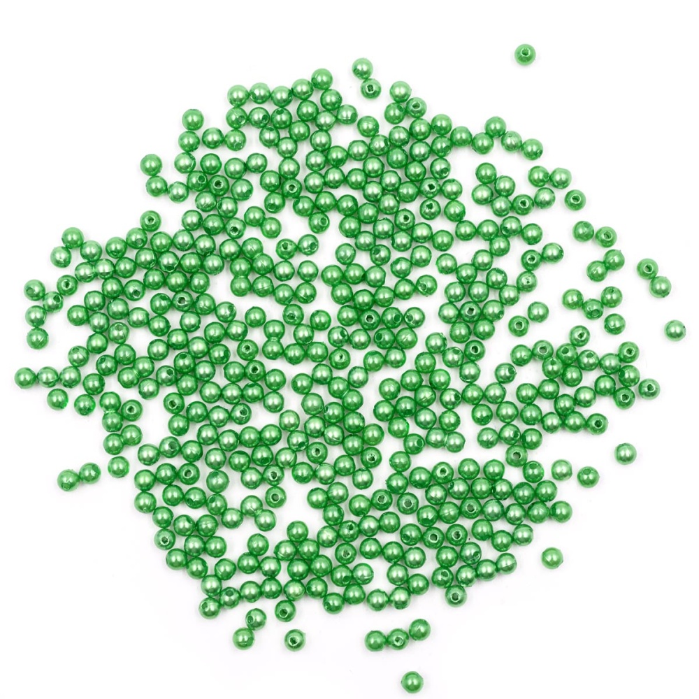 Бусины круглые, пластик,  5мм, 25гр  (038, зеленый)