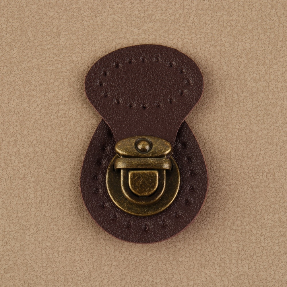 Застёжка для сумки, пришивная, 6 × 4 см, цвет тёмно-коричневый/бронзовый