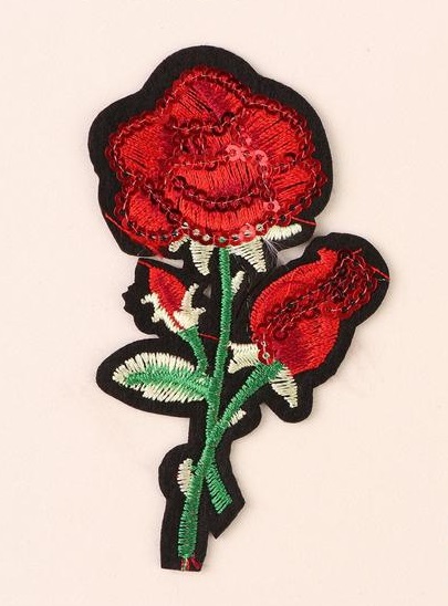 Термоаппликация «Роза», с пайетками, 9 × 5 см, цвет красный