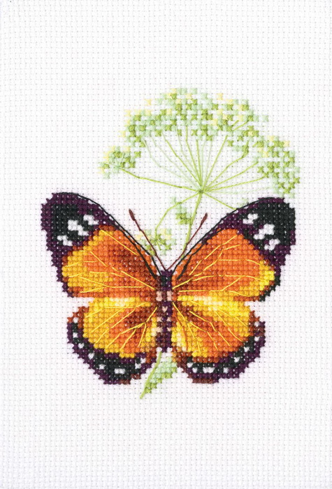 Набор для вышивания РТО "Цветок тмина и бабочка" 8,5х9,5 см