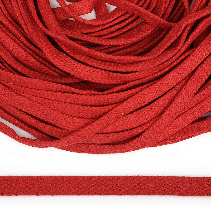 Шнур плоский 12мм х/б турецкое плетение  (012, красный)