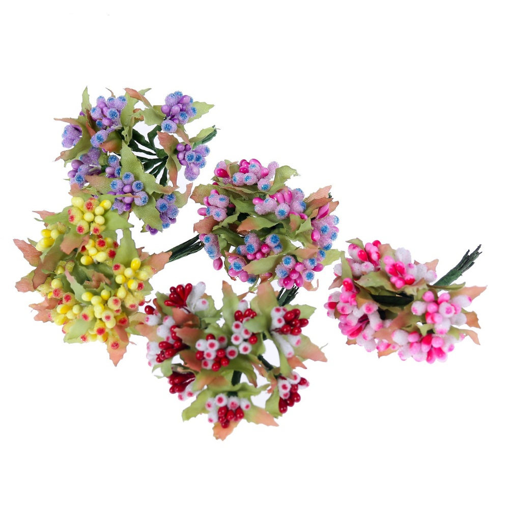 Декор для творчества "Засахаренные ягодки" (букет 10 цветков) 8,5 см d=2 см МИКС