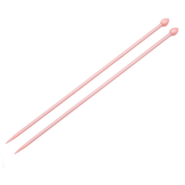 Спицы вязальные прямые PEARL 4,5 мм*25 см, розовый, пластик, 2 шт PONY