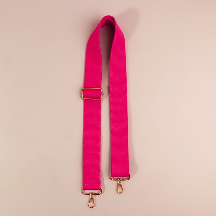 Ручка стропа с карабинами, 140×3,8см, розовый/золото