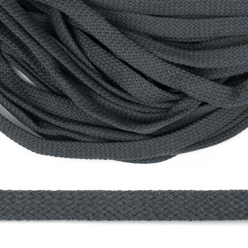 Шнур плоский 12мм х/б турецкое плетение  (030, т.серый)