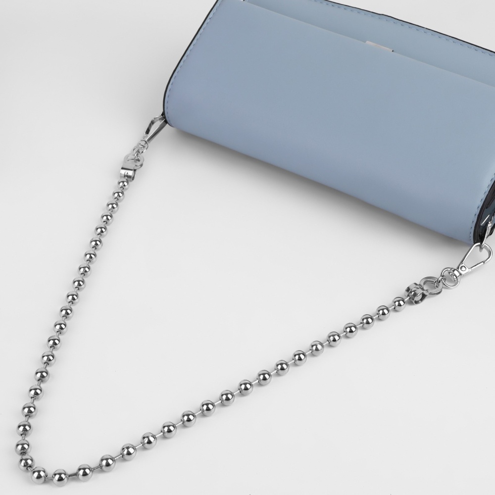 Цепочка для сумки, с карабинами, d = 8 мм, 60 см, цвет серебряный