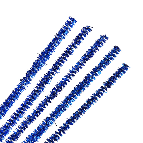 Синель-проволока люрекс 6мм*30см (20шт)  (А-086, синий)