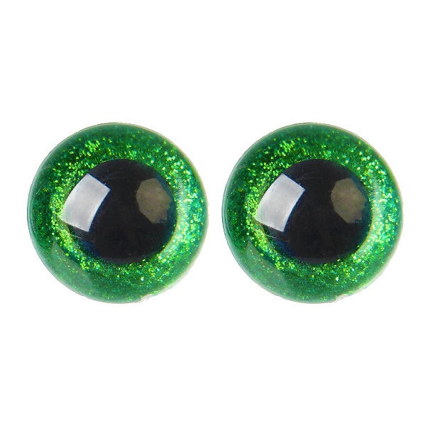 Глаза винтовые с заглушками, «Блёстки» размер 1 шт: 1,8 см, цвет зелёный (уп=2шт)