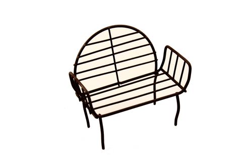 Металлическая мини скамейка с круглой спинкой коричневая