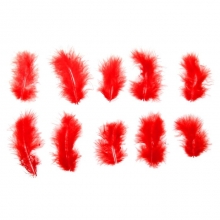 Набор перьев для декора 10 шт, (10*2  см),  красный